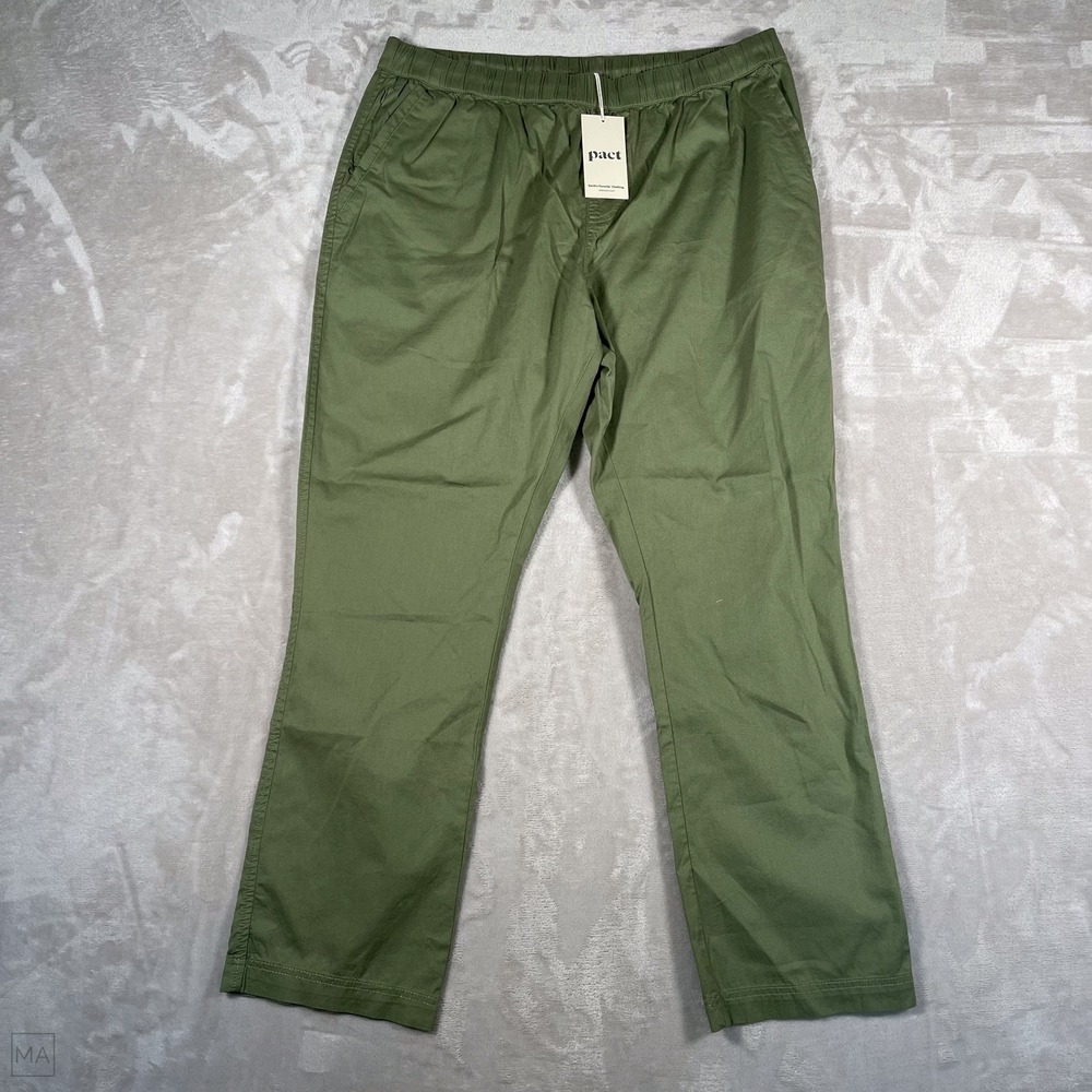NEW Pact Women's Pants Elastic Waist Drawstring Organic Cotton XL Green